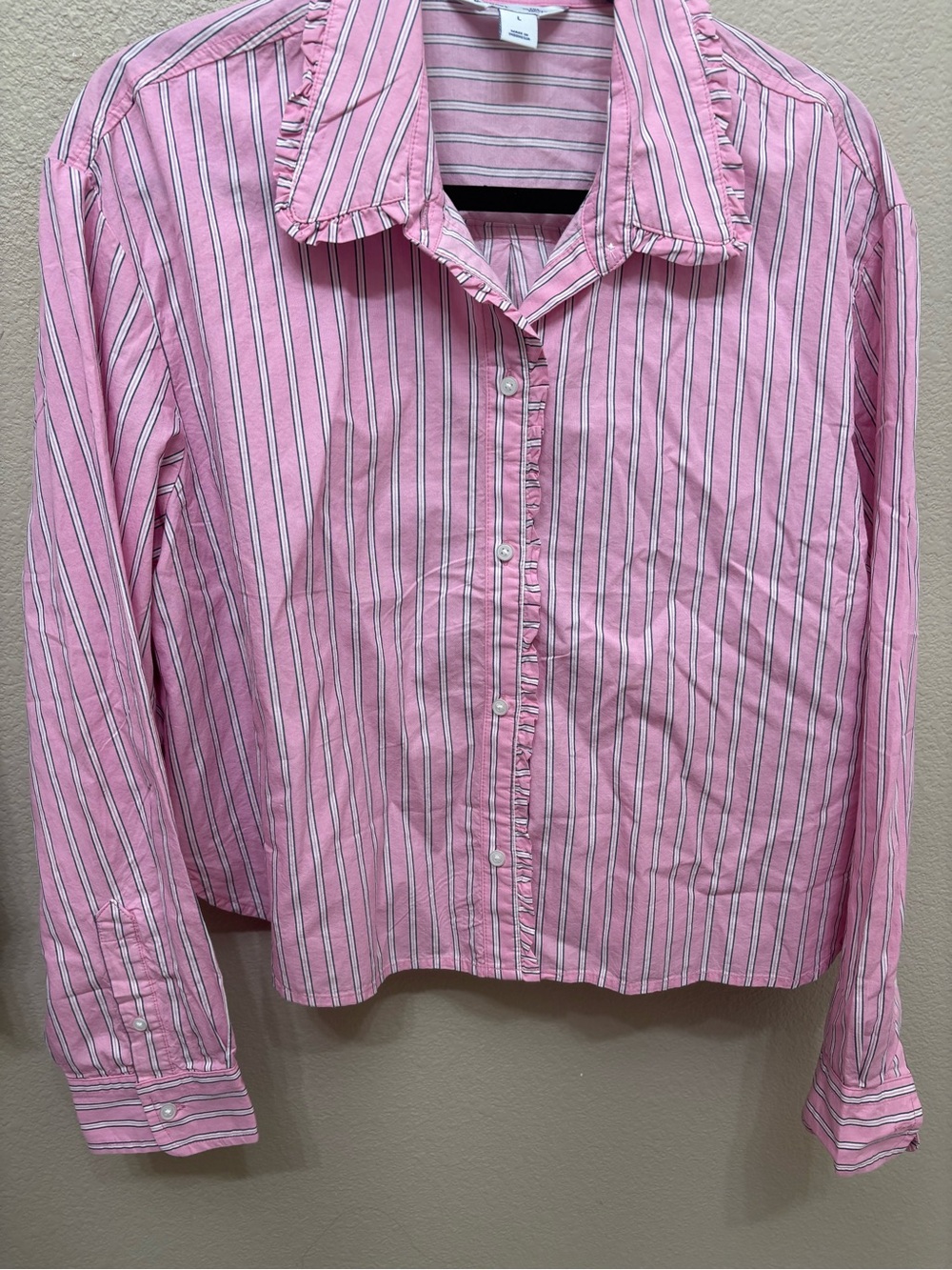 Old Navy Pink Striped Cropped Shirt